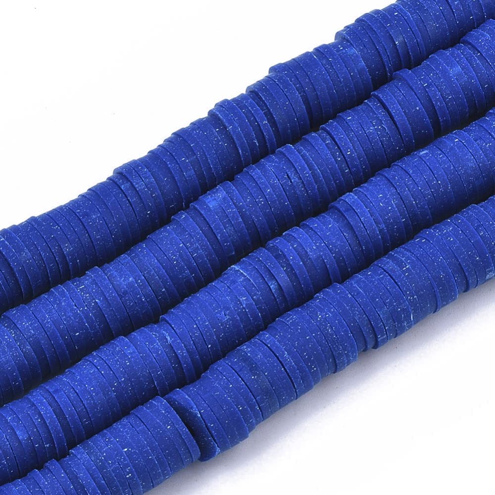 Handmade Polymer Clay Heishi Beads 8mm x 1mm  Blue