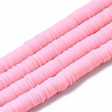 Handmade Polymer Clay Heishi Beads 8mm x 1mm  Pink