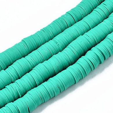 Handmade Polymer Clay Heishi Beads 8mm x 1mm  Sea Green