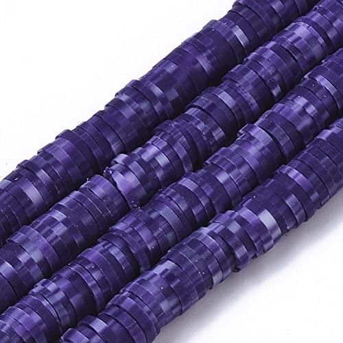 Handmade Polymer Clay Heishi Beads 6mm x 1mm  Speckled Purple