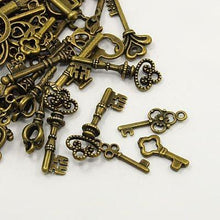 Load image into Gallery viewer, 30 Grams Antique Bronze Tibetan Random Shapes &amp; Sizes Charms (Key)