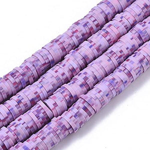 Handmade Polymer Clay Heishi Beads 6mm x 1mm  Speckled Lilac