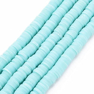 Handmade Polymer Clay Heishi Beads 6mm x 1mm  Sky Blue