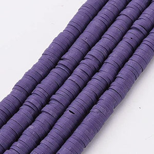 Handmade Polymer Clay Heishi Beads 6mm x 1mm  Purple