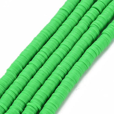 Handmade Polymer Clay Heishi Beads 6mm x 1mm  Green