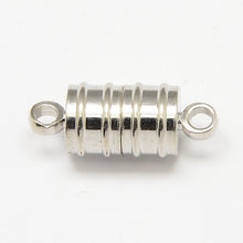 Load image into Gallery viewer, Pack of 4 Brass Column Silver Magnetic Clasps 20 x 8mm