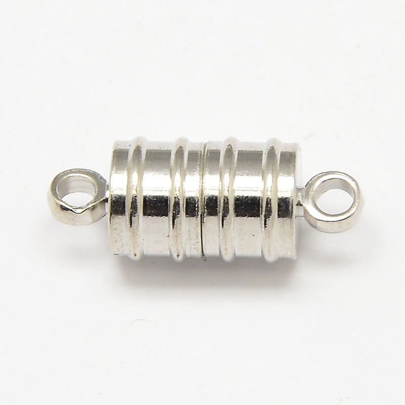 Pack of 4 Brass Column Silver Magnetic Clasps 20 x 8mm