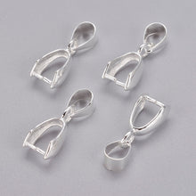 Load image into Gallery viewer, Packet 5 x Silver Plated Brass Ice Pick Pinch Bails For Pendants 25mm