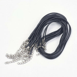 Imitation Leather Necklace 2mm Cord Black Pack of 10