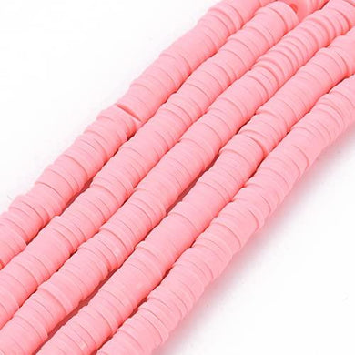 Handmade Polymer Clay Heishi Beads 6mm x 1mm  Pink
