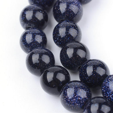 Blue Goldstone Plain Round Beads 10mm