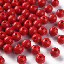 Load image into Gallery viewer, Pack of 200 Opaque Acrylic 8mm Round Large Hole Beads - Red