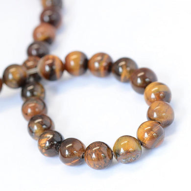 46pcs Natural Gemstone Tiger Eye Stone Beads Round Loose Beads for DIY Jewelry Making Findings 8 mm
