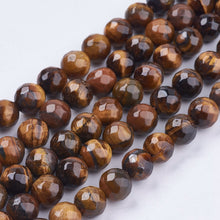 Load image into Gallery viewer, Faceted Tiger Eye Beads Plain Round 8mm Strand of 40+
