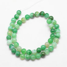 Load image into Gallery viewer, Strand of 45+ Green Banded Agate Grade A Dyed - 8mm Round