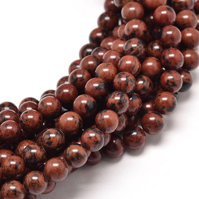Strand of Natural Mahogany Obsidian 6mm Round Gemstone Beads