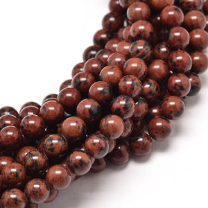 Strand of Natural Mahogany Obsidian 10mm Round Gemstone Beads