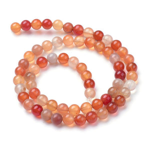 Natural Orange White Carnelian Loose Beads Round 6mm