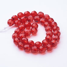 Load image into Gallery viewer, Faceted Glass Crystal 8mm Round Red 40+ per Strand