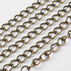 3m x Antique Bronze Side Twisted Iron Chain 8 x 6mm
