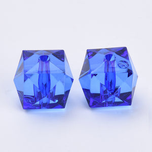 Acrylic Faceted Cube Beads 8mm Pack of 100 – Blue