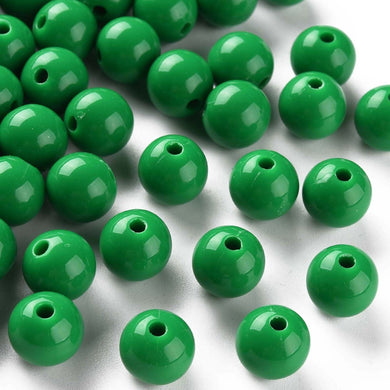 Pack of 70 Opaque Acrylic 10mm Round Large Hole Beads - Green