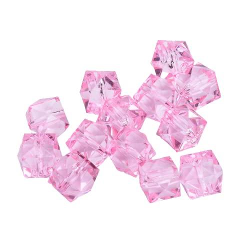 Acrylic Faceted Cube Beads 10mm Pack of 100  Pink