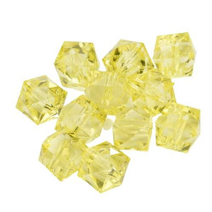 Acrylic Faceted Cube Beads 10mm Pack of 100  Yellow
