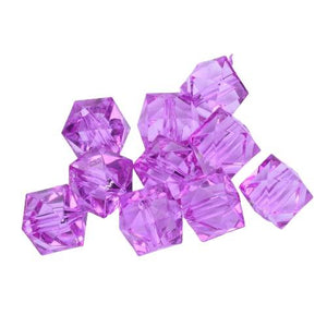 Acrylic Faceted Cube Beads 10mm Pack of 100  Purple