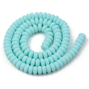 Handmade Polymer Clay Flat Round Beads 6mm x 3mm  Sky Blue