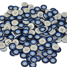 Load image into Gallery viewer, Pretty Double Layered Buttons with Four Holes, Resin Button, Flat Round, Blue, 13mm