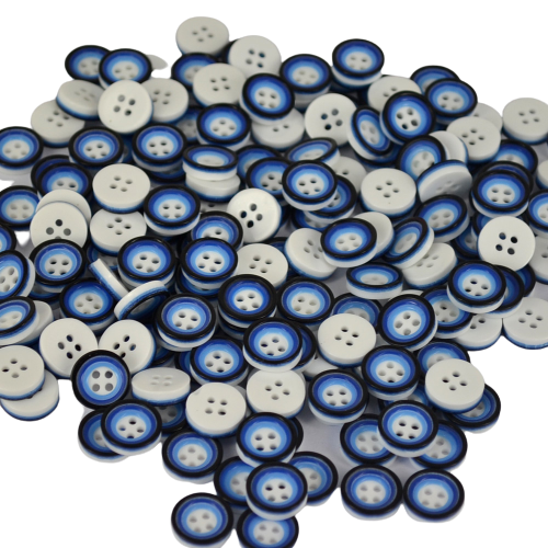 Pretty Double Layered Buttons with Four Holes, Resin Button, Flat Round, Blue, 13mm
