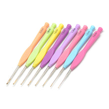 Load image into Gallery viewer, Iron Crochet Hooks Needles, with Plastic Handle, Mixed Colour, Pin: 0.8~2.0mm, 8pcs/set