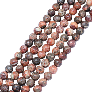 Natural Leopard Skin Jasper Beads Strands, Round, 8mm