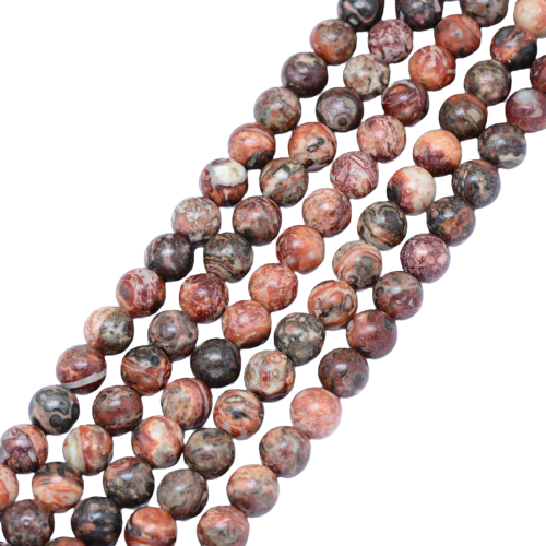 Natural Leopard Skin Jasper Beads Strands, Round, 8mm