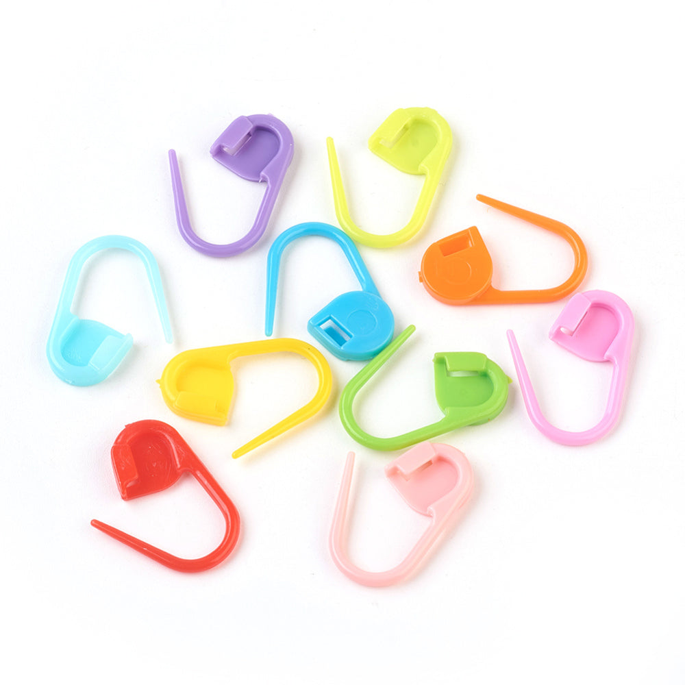 Pack of 20 Plastic Knitting Crochet Locking Stitch Markers Holder, Mixed Colour