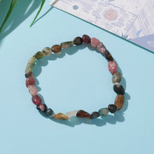 Load image into Gallery viewer, Natural Tourmaline Tumbled Stone Nugget Stretch Bracelet One Size