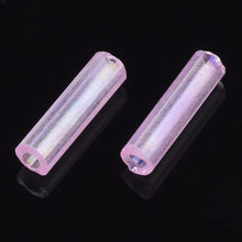 Load image into Gallery viewer, Pack of 32g Transparent AB Glass Bugle Beads 6 x 1.8mm - Pink