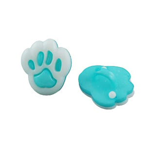 Acrylic Paw Print Mixed Colour 13 x 12mm Shank Buttons - Pack of 20
