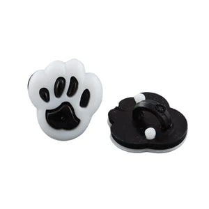 Acrylic Paw Print Black and White 13 x 12mm Shank Buttons - Pack of 20