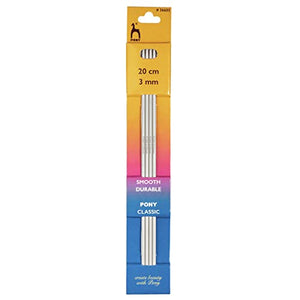 Pony P36605 | Aluminium Double Pointed Knitting Needle | 3mm x 20cm | 4 pack