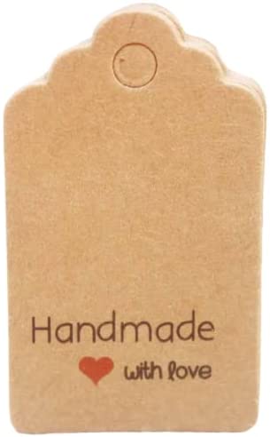 Pack of 40 Craft Paper Gift Tags with Handmade with Love - 5 x 3cm
