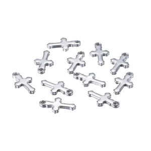 Pack of 30 Stainless Steel 12mm Cross Charms