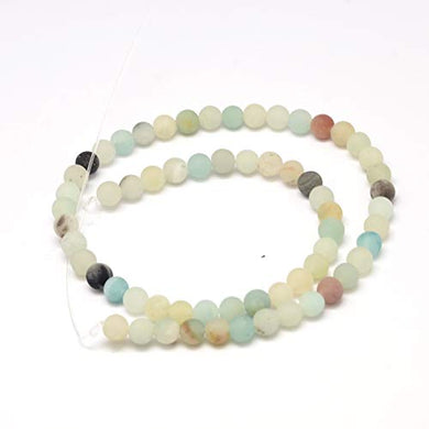 Strand Of 62+ Multicolour Amazonite 6mm Frosted Round Beads