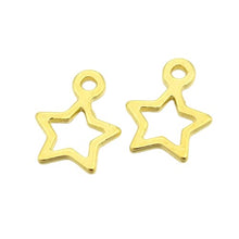 Load image into Gallery viewer, GIFTZ GALORE GIFTS &amp; CRAFT SUPPLIES Pack of 30 Tibetan Style Alloy Charms, 14mm Star, Golden Colour