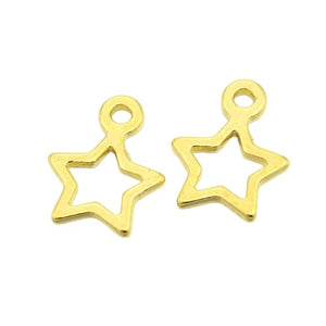 GIFTZ GALORE GIFTS & CRAFT SUPPLIES Pack of 30 Tibetan Style Alloy Charms, 14mm Star, Golden Colour