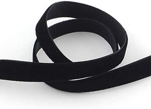 5 Meters Single Faced Velvet Ribbon 9.5mm - Black