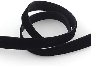 5 Meters Single Faced Velvet Ribbon 6.5mm - Black