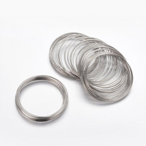 Steel Memory Wire, Nickel Free, 55mm x 0.6mm, 30 Circles