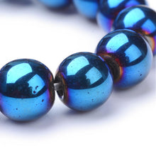Load image into Gallery viewer, Blue Hematite (Non Magnetic) Beads Plain Round 8mm Strand of 45+